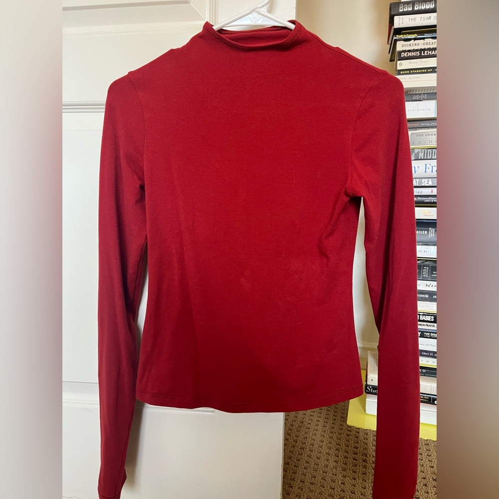 Skims Cotton Jersey Mock Neck in Brick - M